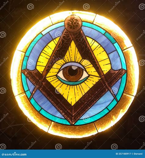 Masonic Sign Stained Glass Stock Image Image Of City Mysterious 257180917