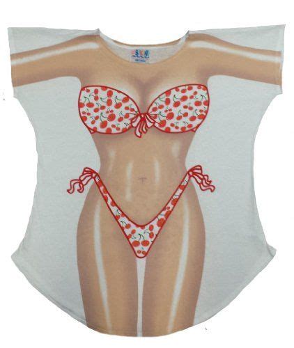 L A Imprints Cherries Bikini Body Cover Up T Shirt Plus Size Fits