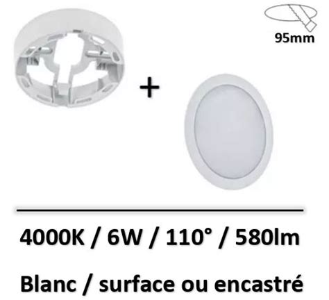 Spectrum Luminaire De Type Downlight 4000k 6w Surface Ou Encastré