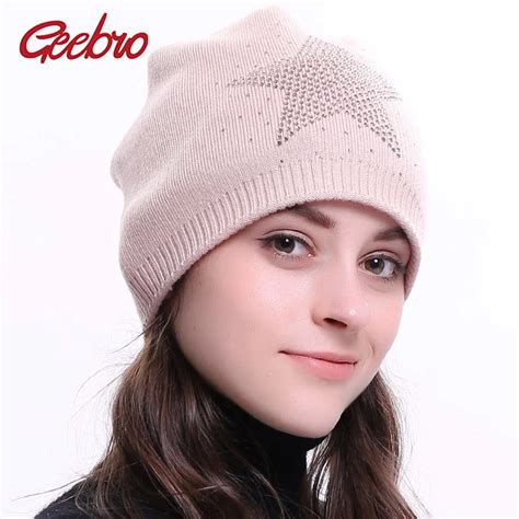 Geebro Womens Beanie Hat Winter Knitted Warm Cashmere Slouchy Beanie