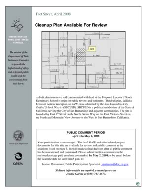 Fillable Online Dtsc Ca Lincoln Ii South Elementary School Fact Sheet