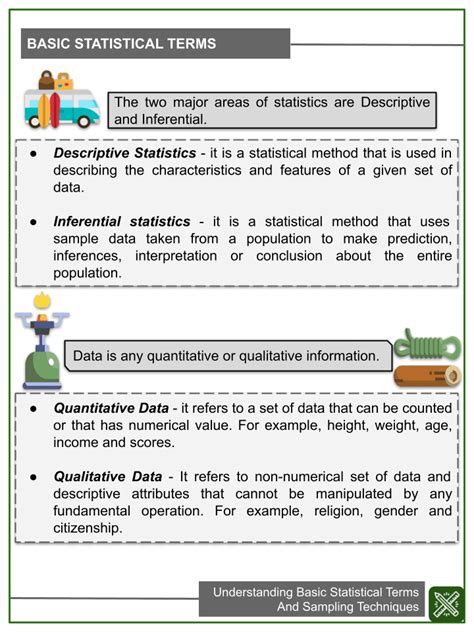 Understanding Basic Statistical Terms 7th Grade Math Worksheets