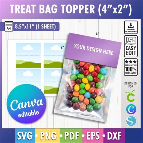 4 Treat Bag Topper Template Svg Treat Bag Topper Back To School Class