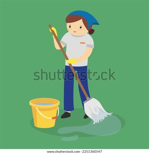 Cleaning Lady Mopping Floor Stock Vector Royalty Free 2251360547 Shutterstock