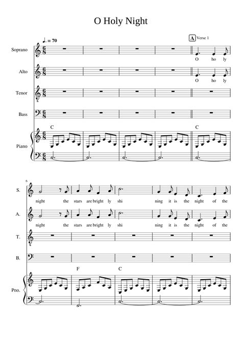 O Holy Night Adolphe Adam O Holy Night Sheet Music For Piano Soprano Alto Tenor And More