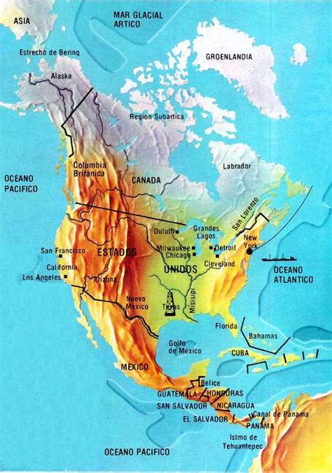 Regiones De Norteamérica Por Relieve Población Y Vegetación