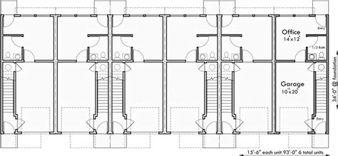 6 Plex House Plans Row House Plans Townhouse Plans Narrow Lot