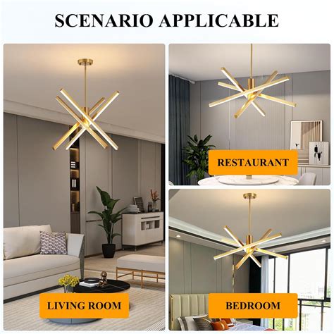 Candelabros Sputnik Modernos Dorados 50 W Regulables 4 Luces LED