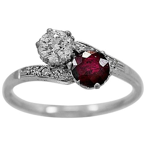 Antique Ruby Diamond Gold Engagement Ring At 1stdibs