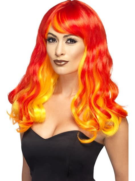 Adult Sexy Flame Devil Wig Ladies Halloween Party Fancy Dress Costume