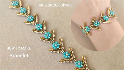 Kum boncuktan bileklik yapımı Beaded bracelet tutorial DIY jewelry