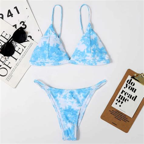 Sexy Bikini Micro Mujeres s Traje De Baño Tie Dye Mini Thong Bikinis