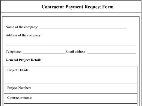 Contractor Payment Request Form Editable Pdf Forms