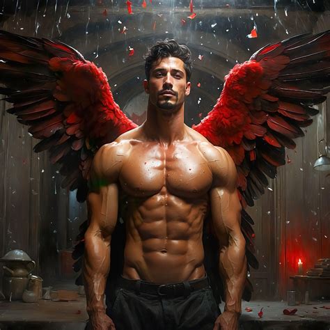 Muscle Man Nude Torso Figure Angel Wings Gay Art AI Etsy