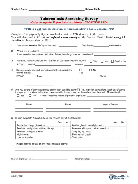 Fillable Online Free Printable 2 Step Tb Test Form Fax Email Print Pdffiller