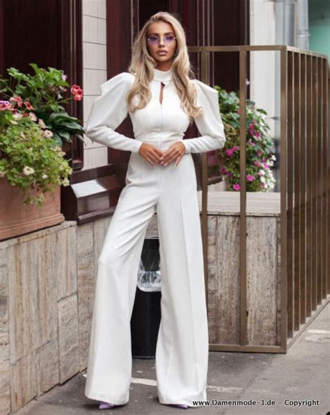 Neuheiten Blazer Overall Jumpsuit Einteiler Elegant In Wei