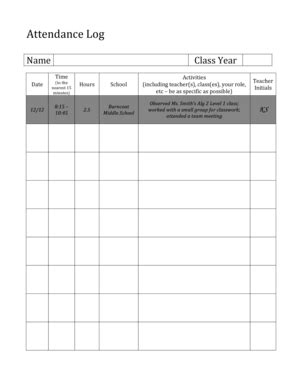 Fillable Online Holycross TEP Attendance Log College Of The Holy