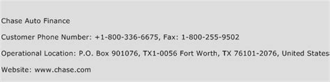 chase auto finance customer service number toll  phone number