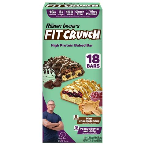 Chef Robert Irvines Fitcrunch Protein Bars Variety Pack Mint Chocolate Chip And Peanut Butter