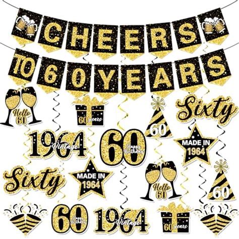 60th Birthday Decorations For Men Cheers To 60 Years Banner