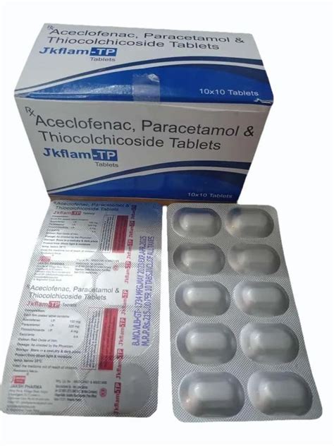 Jkflam Tp Aceclofenac Paracetamol Thiocolchicoside Tab Mg At Rs