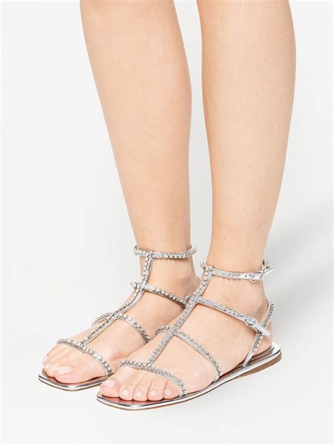 Miu Miu Crystal Embellished Flat Sandals Farfetch