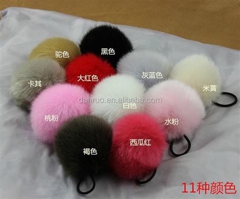 China Supplier Fake Fur Fox Tail Fake Fur Keychain Faux Fur Pom Pom