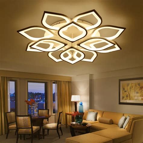 Modern Luxury living room Led Ceiling lamp Creative lustre Lotus Led Ceiling lights Intelligent ...