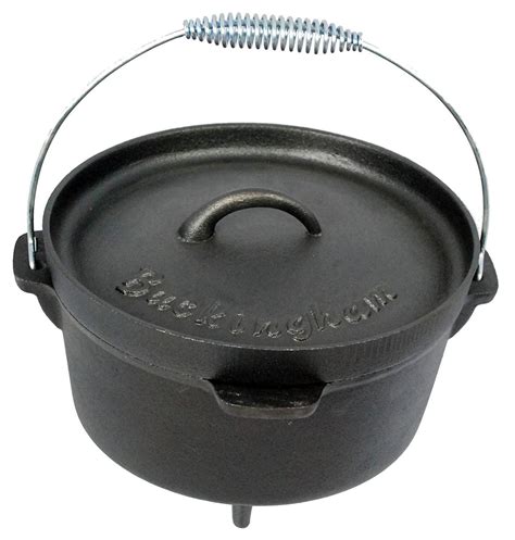 4 Litre Pre Seasoned Cast Iron Dutch Oven Outdoor Cooking Pot Campfire