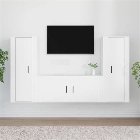 CWU Ensemble de meubles TV 3 pcs Blanc Bois d ingénierie A3188758 60299