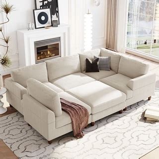 Modern Velvet Sectional Sofa Oversized Modular Sectional Sofa w/Ottoman, Luxurious L Shaped ...