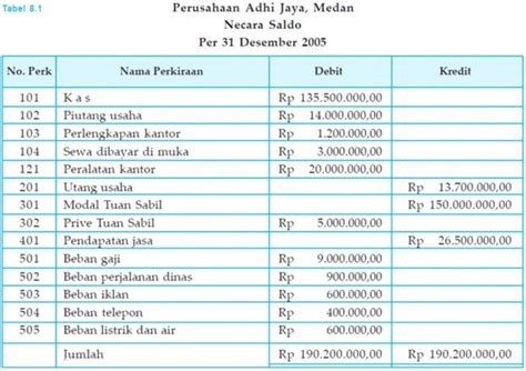 Contoh Neraca Saldo Perusahaan Jasa Homecare