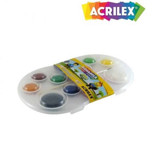 Tinta Aquarela Escolar Cores Pincel Acrilex Hm Papelaria Bauru