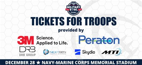 TICKETS FOR TROOPS: MILITARY BOWL PRESENTED BY PERATON AGAIN PROVIDES COMPLIMENTARY TICKETS FOR ...