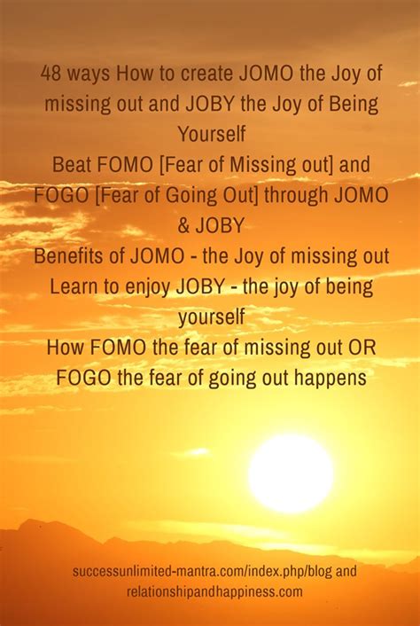 Success Unlimited Mantra Blog Ways Create Jomo The Joy Of