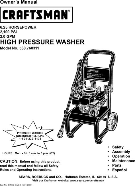 Craftsman User Manual Pressure Washer Manuals And Guides L