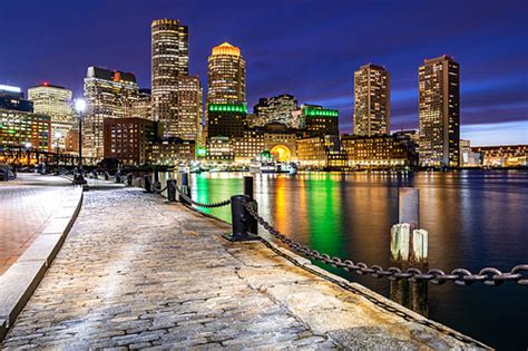 Boston Downtown Skylines Building Cityscape Sunset At Boston