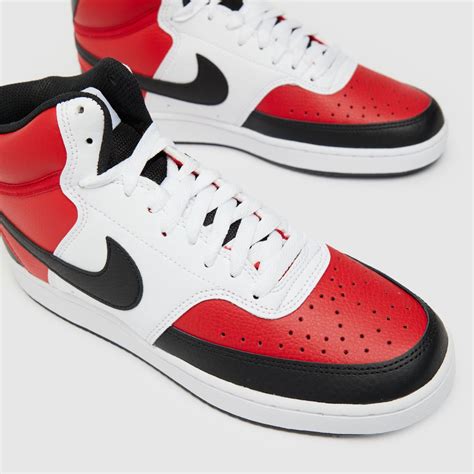 Mens Black And Red Nike Court Vision Mid Trainers Schuh