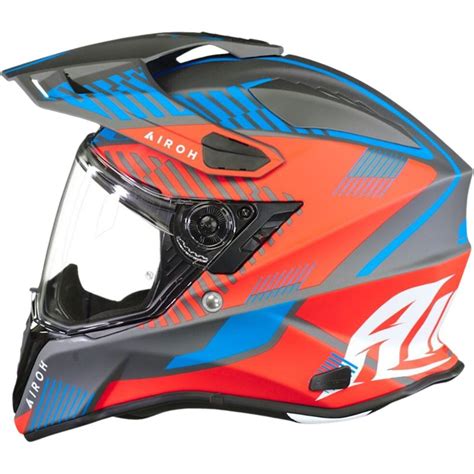 Capacete Airoh Commander Boost Vermelho Azul Fosco Grid Motors