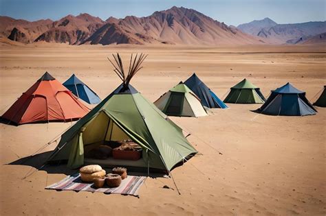 Un Camping Con Tiendas De Campa A En El Desierto Foto Premium