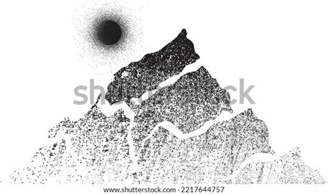 Mountain Silhouettes Sun Peaks Sunset Transparent Stock Vector Royalty