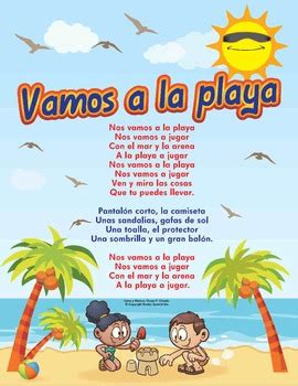 Spanish Nos Vamos a la Playa Song - Flashcards - Beach by Kinder Spanish