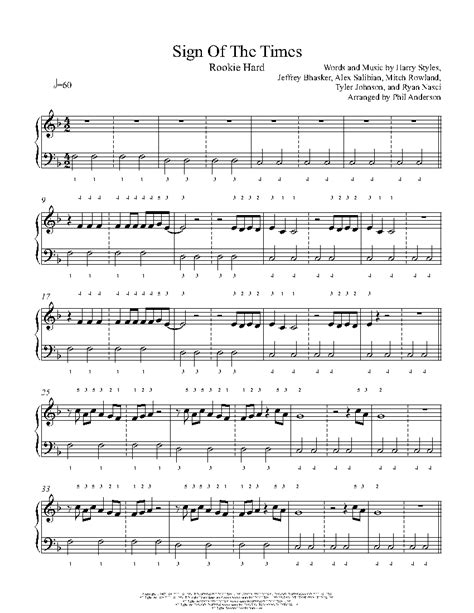 sign   times  harry styles sheet  lesson rookie level