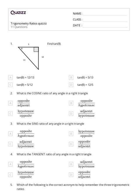 50 Trigonometry Worksheets For 9th Grade On Quizizz Free Printable