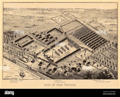 Aerial View Of Camp Douglas Circa 1862 Chicago Illinois Stock Photo