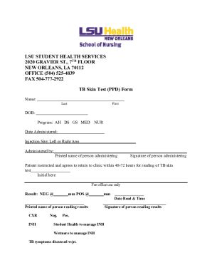 Fillable Online Nursing Lsuhsc Tb Skin Test Ppd Form Fax Email Print