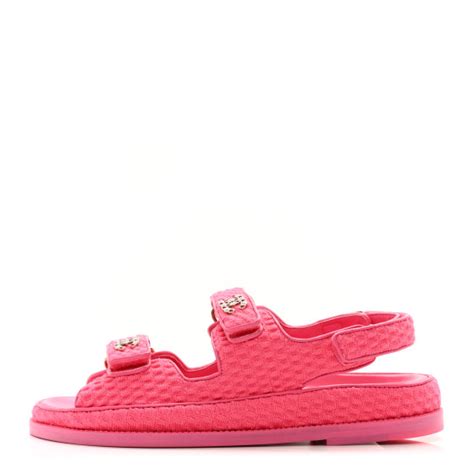 Chanel Knit Fabric Velcro Dad Sandals 39 Pink 1447647 Fashionphile