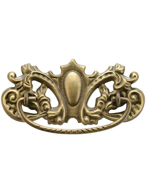 Late Victorian Style Brass Bail Pull In Antique By Hand Center To