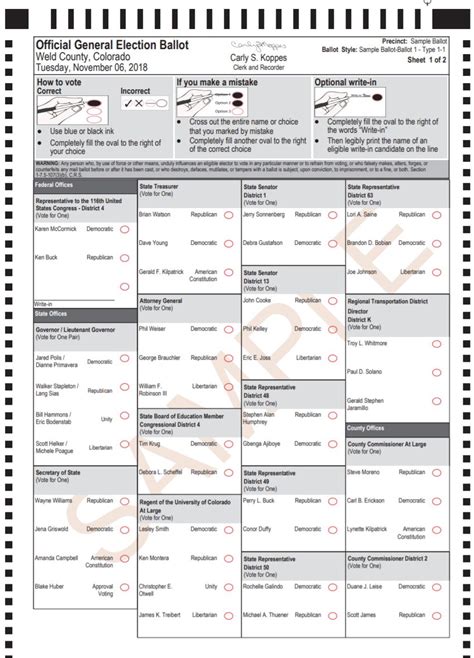 Sample Ballot 2018 Weld County Colorado Barn Onair And Online 247365