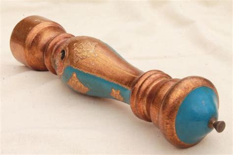 Vintage Pepper Grinder Huge Pepper Mill Hand Painted Florentine Gold Wood